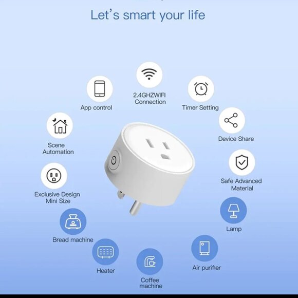 NEW Mini Wifi Smart White Plug Outlet Switch Socket Voice Control Compatible NIB - Picture 6 of 7